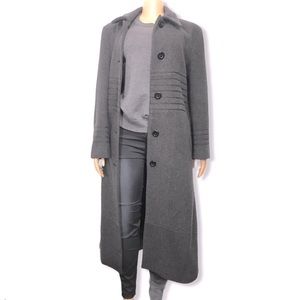 Womens Long Wool Blend Gray Button Front Coat